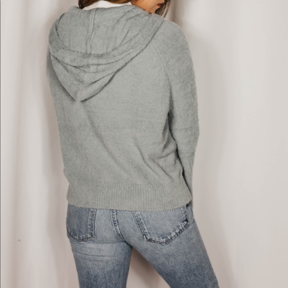 NEW // Fuzzy Soft Zipper Up Hooded Jacket - Blue - Picture 4 of 8